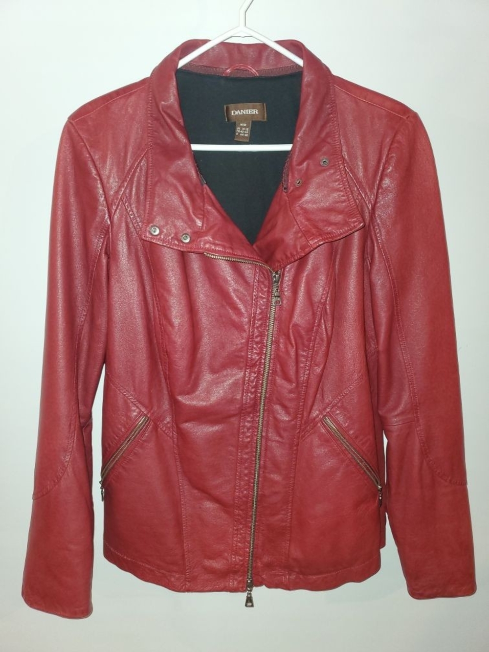 Danier Red Asymmetrical Leather Jacket